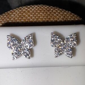 Solid Sterling Silver .58 Carat Moissanite Butterfly Screw Back Earrings